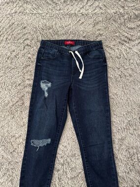 Guess Jeans Dark Wash Distressed Jogger Jeans with Drawstring
